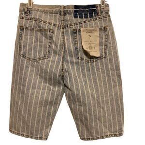 HAPPY NATURE SIZE 29 ULTRA HIGH-RISE BERMUDA DENIM STRIPED SHORTS *New-Read*